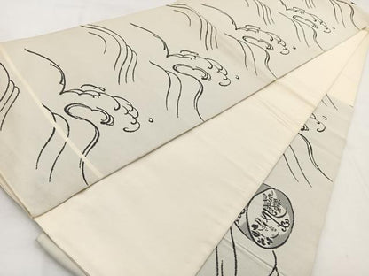 平和屋着物◎六通柄　本袋帯　立波陶器花文　正絹　逸品　BAAW8627yc