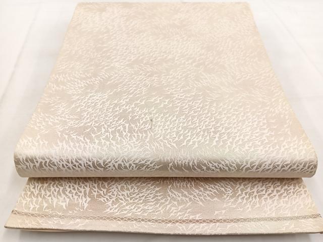 平和屋着物◎六通柄袋帯　飛鶴文　銀糸　引箔　正絹　逸品　BAAW8639yc