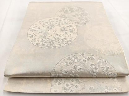 平和屋着物◎六通柄袋帯　唐織　手織　切嵌錦　枝梅丸文　正絹　逸品　BAAW8642yc