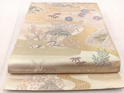 平和屋着物◎六通柄袋帯　桃山絵巻　金銀糸　正絹　逸品　BAAW8646yc