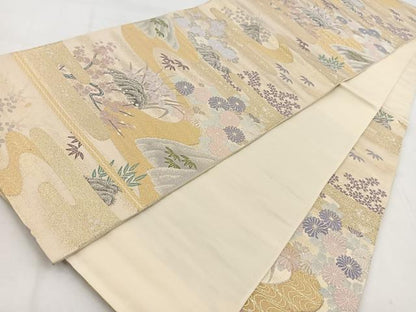 平和屋着物◎六通柄袋帯　桃山絵巻　金銀糸　正絹　逸品　BAAW8646yc