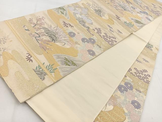 平和屋着物◎六通柄袋帯　桃山絵巻　金銀糸　正絹　逸品　BAAW8646yc