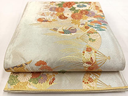 平和屋着物◎佐賀錦　六通柄袋帯　唐織　吉祥動物花文　金銀糸　正絹　逸品　BAAW8652yc