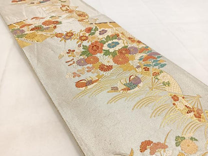 平和屋着物◎佐賀錦　六通柄袋帯　唐織　吉祥動物花文　金銀糸　正絹　逸品　BAAW8652yc