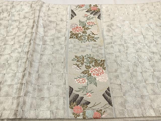 平和屋着物◎六通柄袋帯　唐織　飛鶴熨斗花文　金銀糸　正絹　逸品　BAAW8658yc
