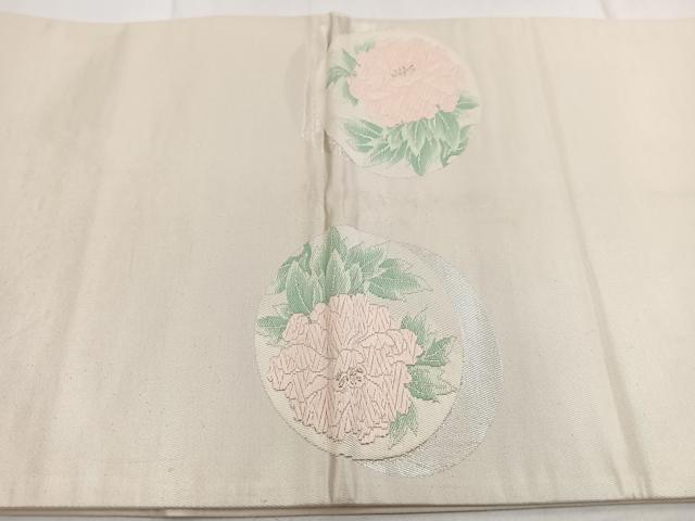 平和屋着物◎太鼓柄袋帯　唐織　牡丹丸文　金銀糸　正絹　逸品　BAAW8666yc