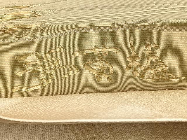 平和屋着物◎両面　太鼓柄袋帯　夢黄橡　菱つなぎ文　金銀糸　正絹　逸品　BAAW8668yc