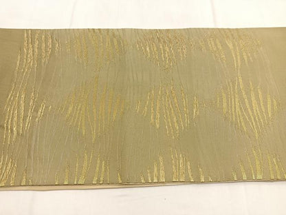 平和屋着物◎両面　太鼓柄袋帯　夢黄橡　菱つなぎ文　金銀糸　正絹　逸品　BAAW8668yc