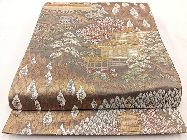 平和屋着物◎六通柄袋帯 唐織 京名所 金糸 正絹 逸品 BAAW8673yc
