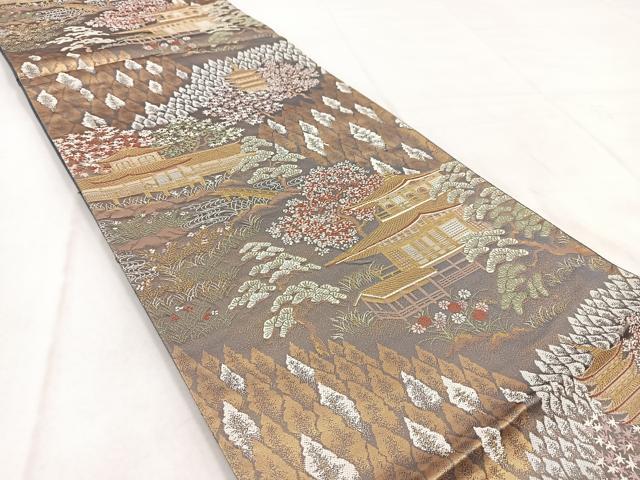 平和屋着物◎六通柄袋帯 唐織 京名所 金糸 正絹 逸品 BAAW8673yc