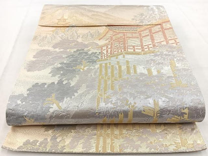 平和屋着物◎六通柄袋帯 京名所 プラチナ二重箔 正絹 逸品 BAAW8681yc