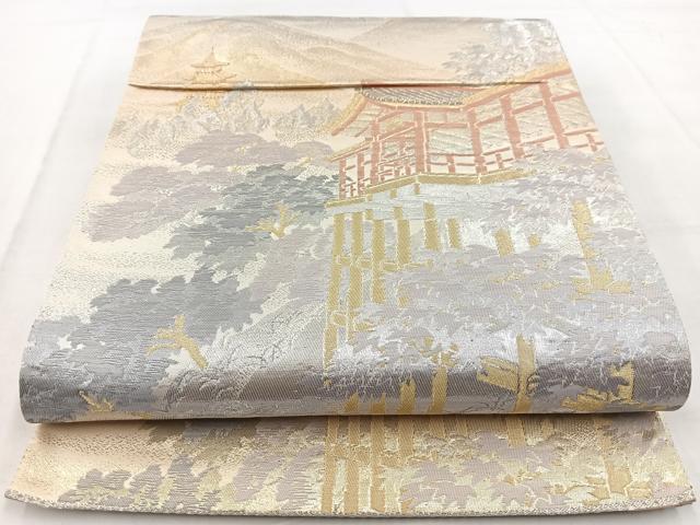 平和屋着物◎六通柄袋帯 京名所 プラチナ二重箔 正絹 逸品 BAAW8681yc