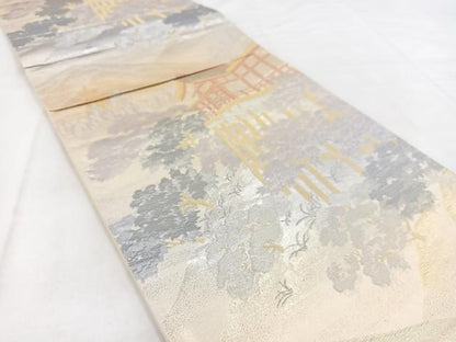 平和屋着物◎六通柄袋帯 京名所 プラチナ二重箔 正絹 逸品 BAAW8681yc