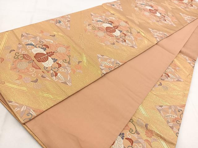 平和屋着物◎六通柄袋帯 唐織 格天井桐花文 金糸 正絹 逸品 BAAW8689yc