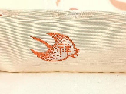 平和屋着物◎六通柄袋帯 籬菊花文 金糸 正絹 逸品 BAAW8695yc