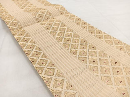 平和屋着物◎六通柄袋帯 吉野間道 松菱文 金糸 正絹 逸品 BAAW8696yc