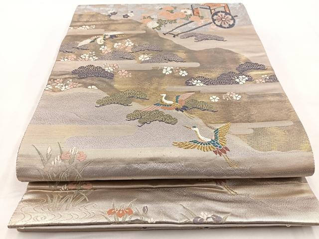 平和屋着物◎六通柄袋帯 唐織 吉祥綾錦文 金銀糸 引箔 正絹 逸品 BAAW8701yc