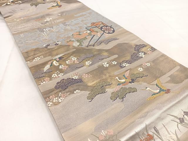 平和屋着物◎六通柄袋帯 唐織 吉祥綾錦文 金銀糸 引箔 正絹 逸品 BAAW8701yc