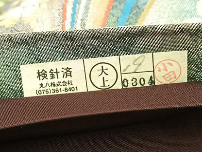平和屋着物◎六通柄袋帯　唐織　流水花文　金銀糸　正絹　逸品　BAAW8711yc