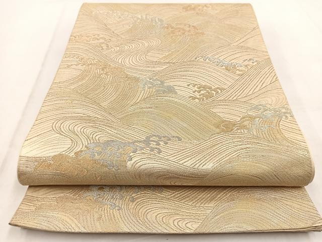 平和屋着物◎六通柄袋帯 立波文 金銀糸 引箔 正絹 逸品 BAAW8715yc