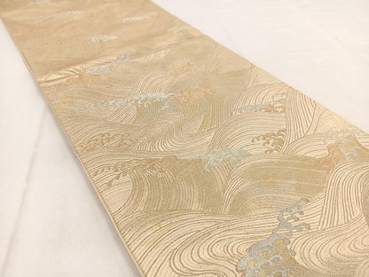 平和屋着物◎六通柄袋帯 立波文 金銀糸 引箔 正絹 逸品 BAAW8715yc