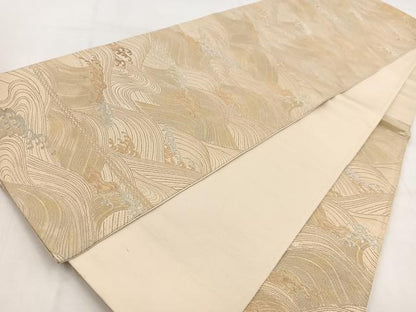 平和屋着物◎六通柄袋帯 立波文 金銀糸 引箔 正絹 逸品 BAAW8715yc