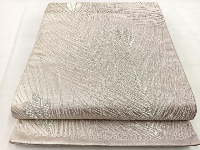 平和屋着物◎六通柄袋帯　唐織　若松葉文　銀糸　正絹　逸品　BAAW8721yc
