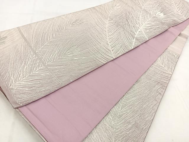 平和屋着物◎六通柄袋帯　唐織　若松葉文　銀糸　正絹　逸品　BAAW8721yc