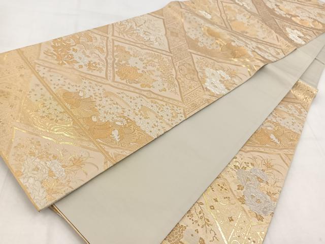 平和屋着物◎六通柄袋帯　九百新花鳥錦　花鳥文　金銀糸　正絹　逸品　BAAW8723yc