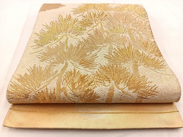 平和屋着物◎太鼓柄袋帯　松文　金銀糸　正絹　逸品　BAAW8724yc