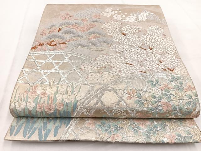平和屋着物◎六通柄袋帯　唐織　光悦寺　金銀糸　正絹　逸品　BAAW8744yc