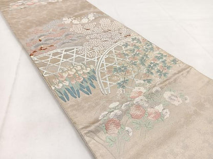 平和屋着物◎六通柄袋帯　唐織　光悦寺　金銀糸　正絹　逸品　BAAW8744yc