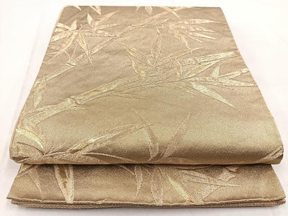 平和屋着物◎六通柄袋帯　笹竹文　金糸　正絹　逸品　BAAW8748yc