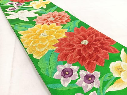 平和屋着物◎六通柄袋帯　唐織　草花文　金銀糸　正絹　逸品　BAAW8750yc