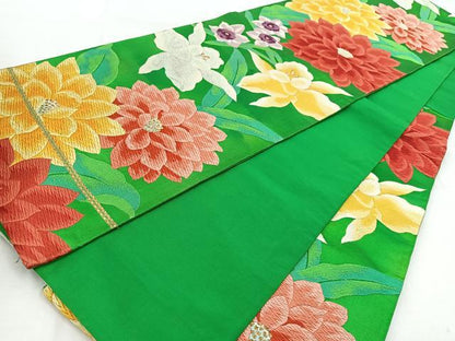 平和屋着物◎六通柄袋帯　唐織　草花文　金銀糸　正絹　逸品　BAAW8750yc