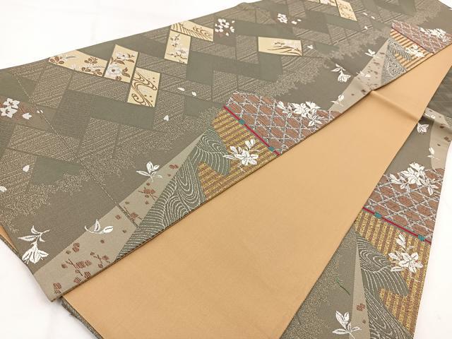平和屋着物◎六通柄袋帯　檜垣花文　金銀糸　正絹　逸品　未使用　BAAW8755yc