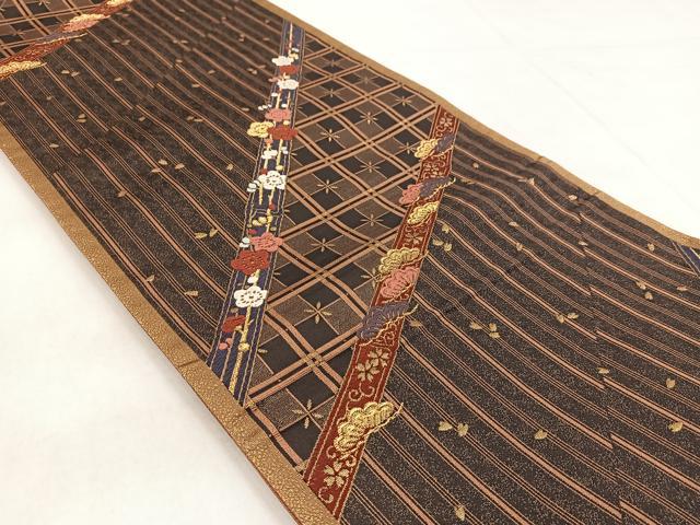 平和屋着物◎六通柄袋帯　唐織　松竹梅桜文　金糸　鈴乃屋扱い　正絹　逸品　BAAW8771yc