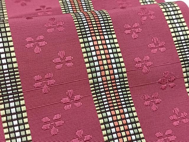 平和屋着物◎本場筑前博多織 両面 半幅帯 花間道 井上絹織物謹製 証紙付き 正絹 逸品 BAAW8787yc