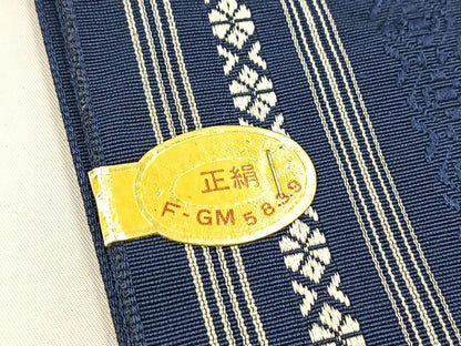 平和屋着物◎男性　本場筑前博多織　両面　角帯　献上　正絹　逸品　BAAW8796yc