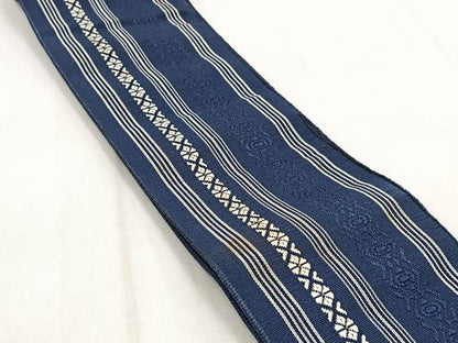 平和屋着物◎男性　本場筑前博多織　両面　角帯　献上　正絹　逸品　BAAW8796yc