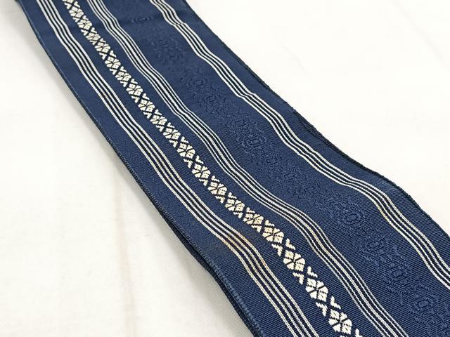 平和屋着物◎男性　本場筑前博多織　両面　角帯　献上　正絹　逸品　BAAW8796yc