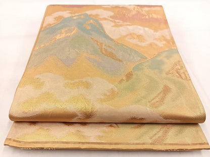 平和屋着物◎六通柄袋帯 重ね山文 金銀糸 正絹 逸品 BAAW8800yc