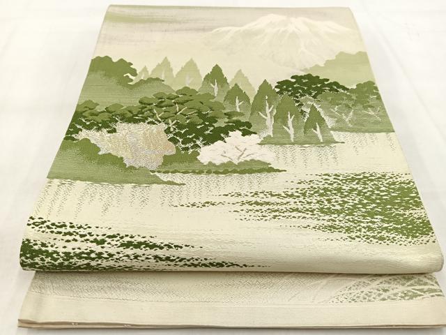 平和屋着物◎六通柄袋帯 唐織 遠山樹林文 金銀糸 正絹 逸品 BAAW8802yc