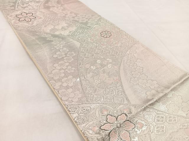 平和屋着物◎六通柄袋帯　唐織　プラチナ二重箔　花青海波　正絹　逸品　BAAW8805yc
