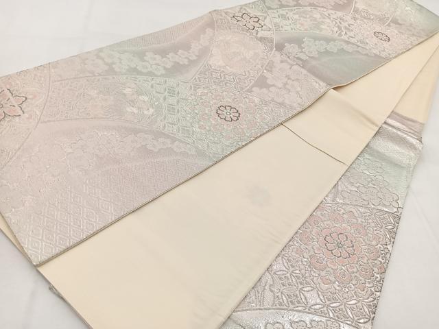 平和屋着物◎六通柄袋帯　唐織　プラチナ二重箔　花青海波　正絹　逸品　BAAW8805yc