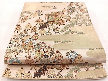 平和屋着物◎六通柄袋帯　大名行列　金糸　正絹　逸品　BAAW8806yc
