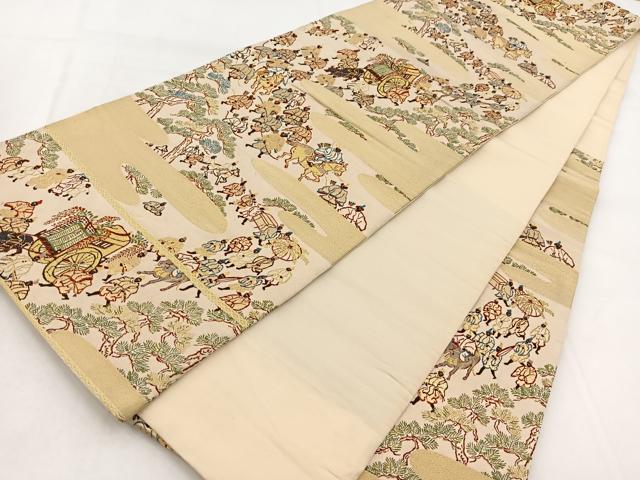 平和屋着物◎六通柄袋帯　大名行列　金糸　正絹　逸品　BAAW8806yc