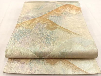 平和屋着物◎六通柄袋帯 重ね山文 金銀糸 引箔 正絹 逸品 BAAW8809yc