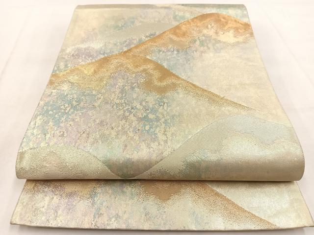 平和屋着物◎六通柄袋帯 重ね山文 金銀糸 引箔 正絹 逸品 BAAW8809yc
