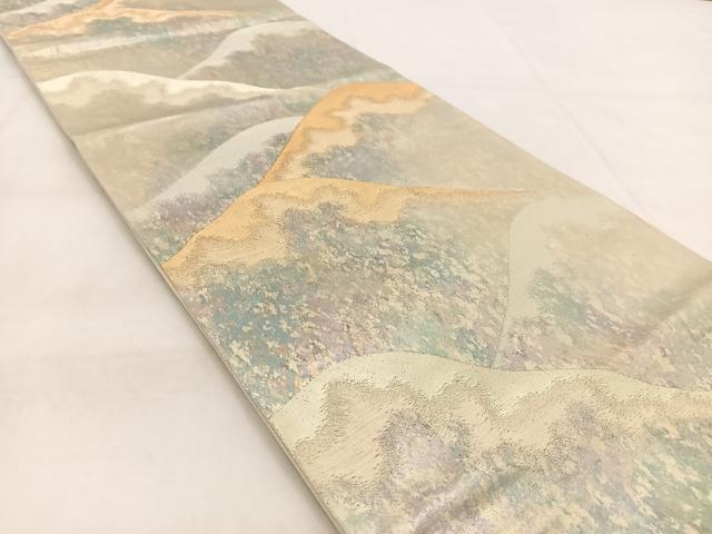 平和屋着物◎六通柄袋帯 重ね山文 金銀糸 引箔 正絹 逸品 BAAW8809yc